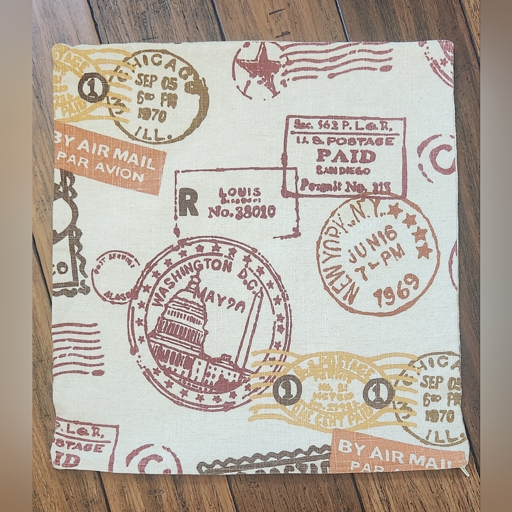 Throw Pillow Cover Postal Postage *Note - This is a cover not a pillow